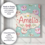 Personalised Name Cute Kawaii Sheep with Custom  Unique Gift Idea Elegant Feature Canvas Wall Art Print Decor Picture Ready to Hang
