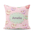 Custom Name Cute Kawaii Sheep with Pastel Pink Seamless Pattern Square Filled Cushion Throw Pillow Sofa Bed Home Decor Zip Washable UK Made