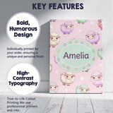 Personalised Name Cute Kawaii Sheep with Custom  Unique Gift Idea Elegant Feature Canvas Wall Art Print Decor Picture Ready to Hang