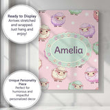 Personalised Name Cute Kawaii Sheep with Custom  Unique Gift Idea Elegant Feature Canvas Wall Art Print Decor Picture Ready to Hang