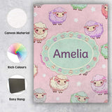 Personalised Name Cute Kawaii Sheep with Custom  Unique Gift Idea Elegant Feature Canvas Wall Art Print Decor Picture Ready to Hang