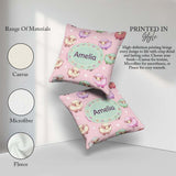 Custom Name Cute Kawaii Sheep with Pastel Pink Seamless Pattern Square Filled Cushion Throw Pillow Sofa Bed Home Decor Zip Washable UK Made
