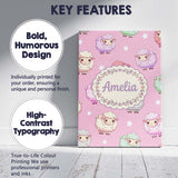 Personalised Name Cute Kawaii Sheep with Custom  Unique Gift Idea Elegant Feature Canvas Wall Art Print Decor Picture Ready to Hang
