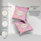 Custom Name Kawaii Sheep with Soft Pink Star Background Seamless Square Filled Cushion Throw Pillow Sofa Bed Home Decor Zip Washable UK Made