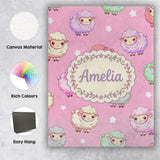 Personalised Name Cute Kawaii Sheep with Custom  Unique Gift Idea Elegant Feature Canvas Wall Art Print Decor Picture Ready to Hang