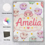 Personalised Name Cute Kawaii Sheep with Custom  Unique Gift Idea Elegant Feature Canvas Wall Art Print Decor Picture Ready to Hang