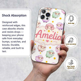 Cute Kawaii Sheep with Grey Star Printed Design Custom Name Protective Phone Case Mobile Cover Durable Everyday Smartphone Shock Resistant
