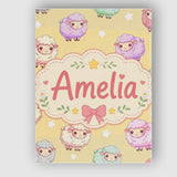 Personalised Name Cute Kawaii Sheep with Custom  Unique Gift Idea Elegant Feature Canvas Wall Art Print Decor Picture Ready to Hang