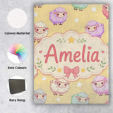 Personalised Name Cute Kawaii Sheep with Custom  Unique Gift Idea Elegant Feature Canvas Wall Art Print Decor Picture Ready to Hang