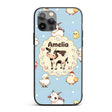 Cute Farm Animals Cow Pig Duck Chicken Seamless Custom Name Protective Phone Case Mobile Cover Durable Everyday Smartphone Shock Resistant