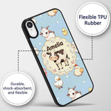 Cute Farm Animals Cow Pig Duck Chicken Seamless Custom Name Protective Phone Case Mobile Cover Durable Everyday Smartphone Shock Resistant