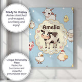 Personalised Name Cute Farm Animals Cow Pig Custom  Bespoke Interior Contemporary Canvas Wall Art Print Decor Picture Ready to Hang