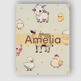 Personalised Name Cute Farm Animals Cream Custom  Unique Gift Idea Elegant Feature Canvas Wall Art Print Decor Picture Ready to Hang