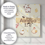 Personalised Name Cute Farm Animals Cream Custom  Unique Gift Idea Elegant Feature Canvas Wall Art Print Decor Picture Ready to Hang