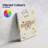 Personalised Name Cute Farm Animals Cream Custom  Unique Gift Idea Elegant Feature Canvas Wall Art Print Decor Picture Ready to Hang
