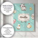 Personalised Name Cute Farm Animals Mint Custom  Unique Gift Idea Elegant Feature Canvas Wall Art Print Decor Picture Ready to Hang