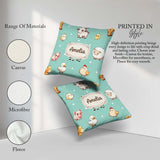 Custom Name Cute Farm Animals Mint Background Seamless Pattern Square Filled Cushion Throw Pillow Sofa Bed Home Decor Zip Washable UK Made