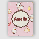 Personalised Name Cute Farm Animals Cow Pig Custom  Bespoke Interior Contemporary Canvas Wall Art Print Decor Picture Ready to Hang