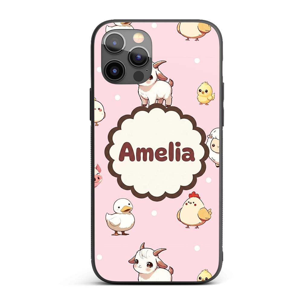 Cute Farm Animals Cow Pig Duck Printed Design Custom Name Protective Phone Case Mobile Cover Durable Everyday Smartphone Shock Resistant