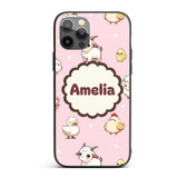 Cute Farm Animals Cow Pig Duck Printed Design Custom Name Protective Phone Case Mobile Cover Durable Everyday Smartphone Shock Resistant