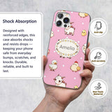 Cute Farm Animals Cow Pig Duck Chicken Soft Pink Custom Name Protective Phone Case Mobile Cover Durable Everyday Smartphone Shock Resistant