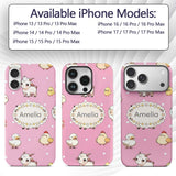 Cute Farm Animals Cow Pig Duck Chicken Soft Pink Custom Name Protective Phone Case Mobile Cover Durable Everyday Smartphone Shock Resistant