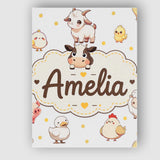 Personalised Name Cute Farm Animals Cow Pig Custom  Bespoke Interior Contemporary Canvas Wall Art Print Decor Picture Ready to Hang