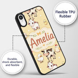 Cute Farm Animals Cow Pig Duck Chicken Yellow Custom Name Protective Phone Case Mobile Cover Durable Everyday Smartphone Shock Resistant