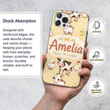 Cute Farm Animals Cow Pig Duck Chicken Yellow Custom Name Protective Phone Case Mobile Cover Durable Everyday Smartphone Shock Resistant