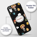 Cute Farm Tractor Duck Girl Farming Scene Black Custom Name Protective Phone Case Mobile Cover Durable Everyday Smartphone Shock Resistant