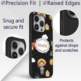 Cute Farm Tractor Duck Girl Farming Scene Black Custom Name Protective Phone Case Mobile Cover Durable Everyday Smartphone Shock Resistant