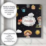 Personalised Name Cute Farm Tractor Duck Custom  Unique Gift Idea Elegant Feature Canvas Wall Art Print Decor Picture Ready to Hang