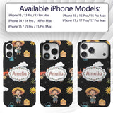 Cute Farm Tractor Duck Girl Farming Scene Black Custom Name Protective Phone Case Mobile Cover Durable Everyday Smartphone Shock Resistant