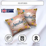 Custom Name Farm Tractor Duck Girl Farming Scene Peach Seamless Square Filled Cushion Throw Pillow Sofa Bed Home Decor Zip Washable UK Made