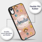 Cute Farm Tractor Duck Girl Farming Scene Peach Custom Name Protective Phone Case Mobile Cover Durable Everyday Smartphone Shock Resistant