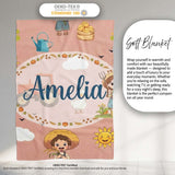 Cute Farm Tractor Duck Girl Farming Scene Peach Background Seamless  Personalised Custom Name Super Soft Fleece Blanket Bed Sofa Throw