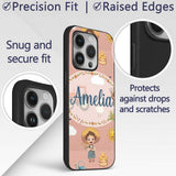 Cute Farm Tractor Duck Girl Farming Scene Peach Custom Name Protective Phone Case Mobile Cover Durable Everyday Smartphone Shock Resistant