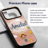 Cute Farm Tractor Duck Girl Farming Scene Peach Custom Name Protective Phone Case Mobile Cover Durable Everyday Smartphone Shock Resistant