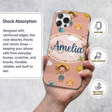 Cute Farm Tractor Duck Girl Farming Scene Peach Custom Name Protective Phone Case Mobile Cover Durable Everyday Smartphone Shock Resistant