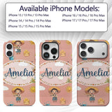 Cute Farm Tractor Duck Girl Farming Scene Peach Custom Name Protective Phone Case Mobile Cover Durable Everyday Smartphone Shock Resistant