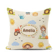 Custom Name Farm Tractor Duck Girl Farming Scene Cream Seamless Square Filled Cushion Throw Pillow Sofa Bed Home Decor Zip Washable UK Made