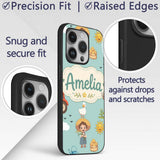 Cute Farm Tractor Duck Girl Sunny Field Teal Custom Name Protective Phone Case Mobile Cover Durable Everyday Smartphone Shock Resistant