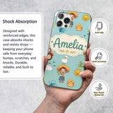 Cute Farm Tractor Duck Girl Sunny Field Teal Custom Name Protective Phone Case Mobile Cover Durable Everyday Smartphone Shock Resistant