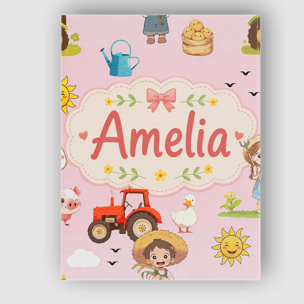 Personalised Name Cute Farm Tractor Duck Custom  Unique Gift Idea Elegant Feature Canvas Wall Art Print Decor Picture Ready to Hang