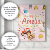 Personalised Name Cute Farm Tractor Duck Custom  Unique Gift Idea Elegant Feature Canvas Wall Art Print Decor Picture Ready to Hang
