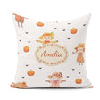 Custom Name Cute Scarecrow Autumn Field Grey Background Seamless Square Filled Cushion Throw Pillow Sofa Bed Home Decor Zip Washable UK Made