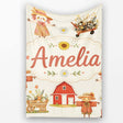 Cute Scarecrow Barn Sunflower Farm Beige Background Seamless  Personalised Custom Name Super Soft Fleece Blanket Bed Sofa Throw