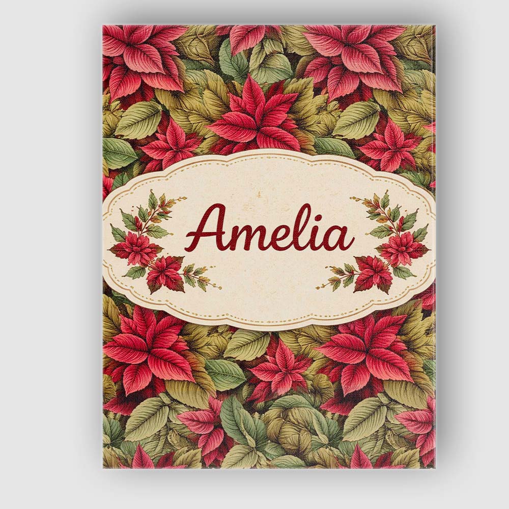 Personalised Name Tropical Red Green Foliage Botanical Seamless Custom  Statement Canvas Wall Art Print Decor Picture Ready to Hang