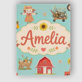 Personalised Name Cute Scarecrow Barn Custom Modern Room Accent Creative Decorator Style Canvas Wall Art Print Decor Picture Ready to Hang