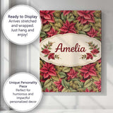Personalised Name Tropical Red Green Foliage Botanical Seamless Custom  Statement Canvas Wall Art Print Decor Picture Ready to Hang